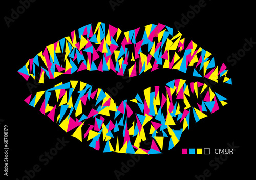 vector cmyk pop art lips
