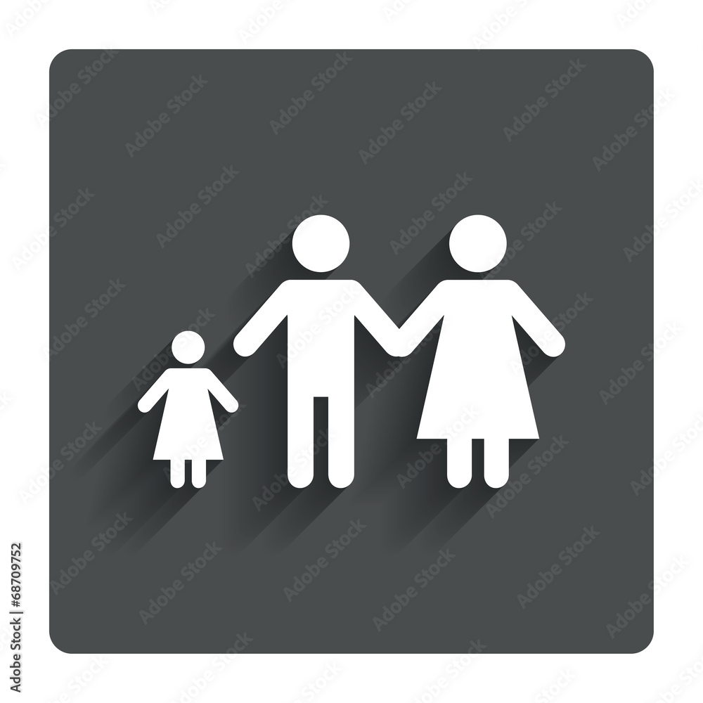 Complete family with one child sign icon. Complete family with one child sign icon.