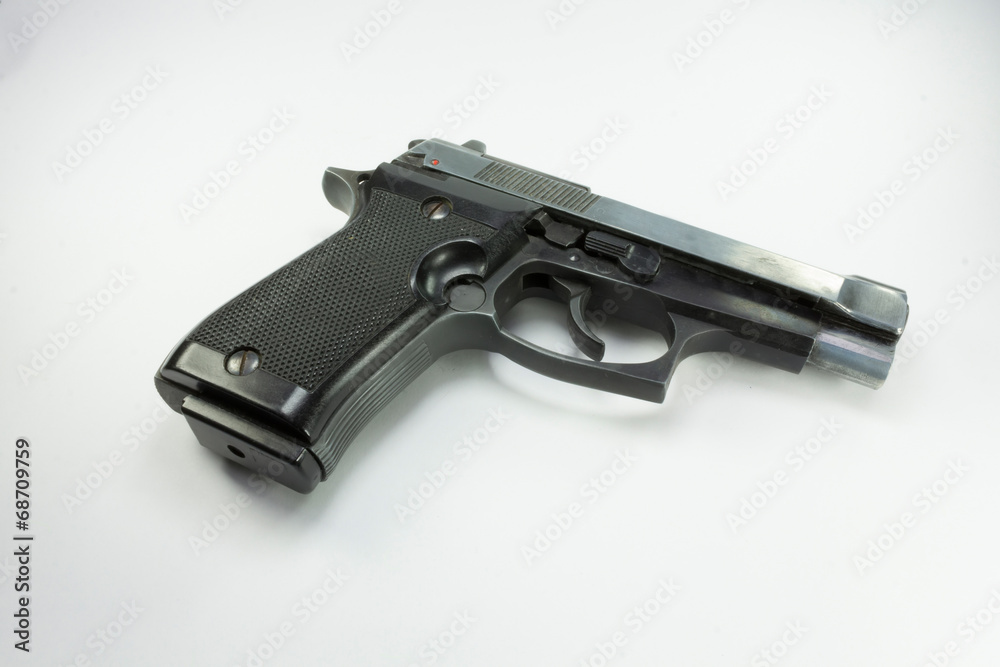 pistol semiautomatic with white background