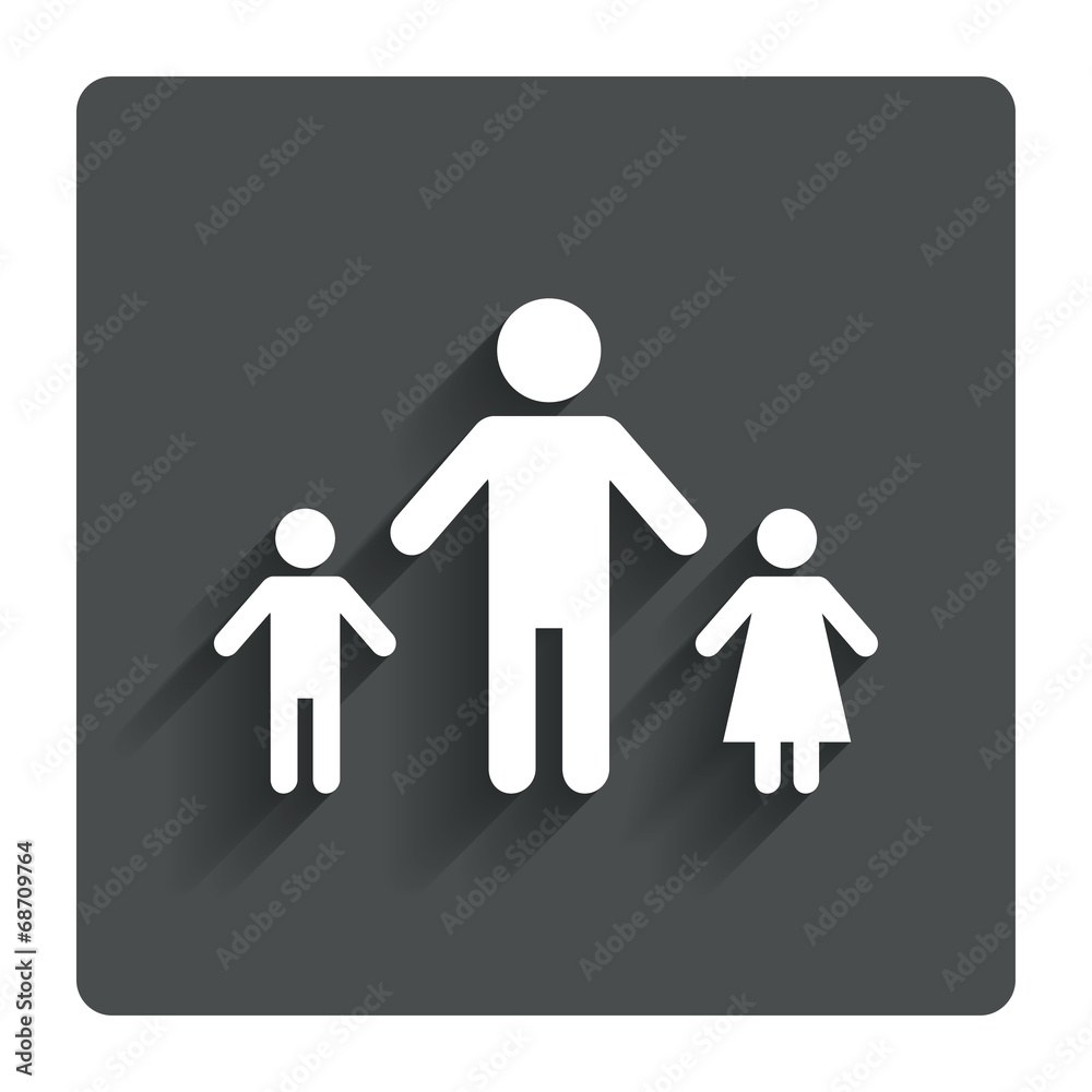 One-parent family with two children sign icon. One-parent family with two children sign icon.