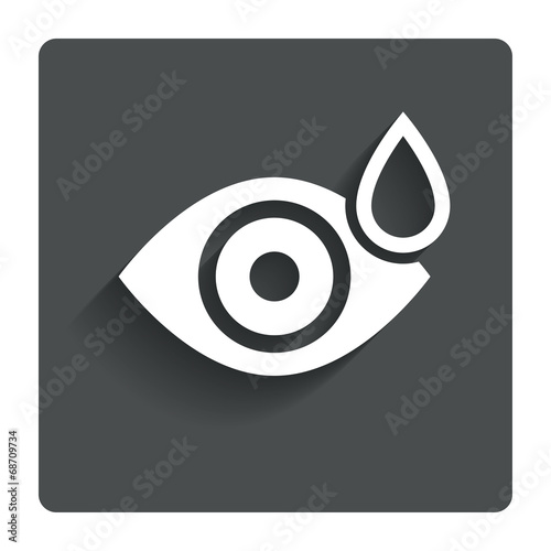 Eye with water drop sign. Drip into the eyes.