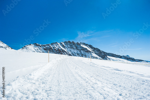 Snow Walking path in to the snow mountain for ski player © stnazkul