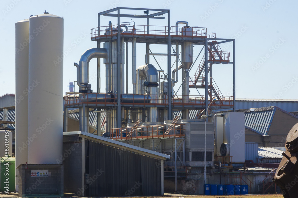 metal deposits and a small factory chimneys metal deposits and a small factory chimneys