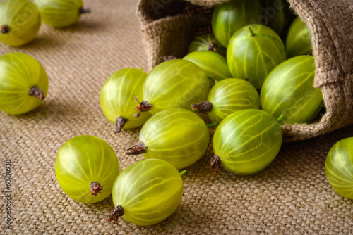 green gooseberries on fabric background