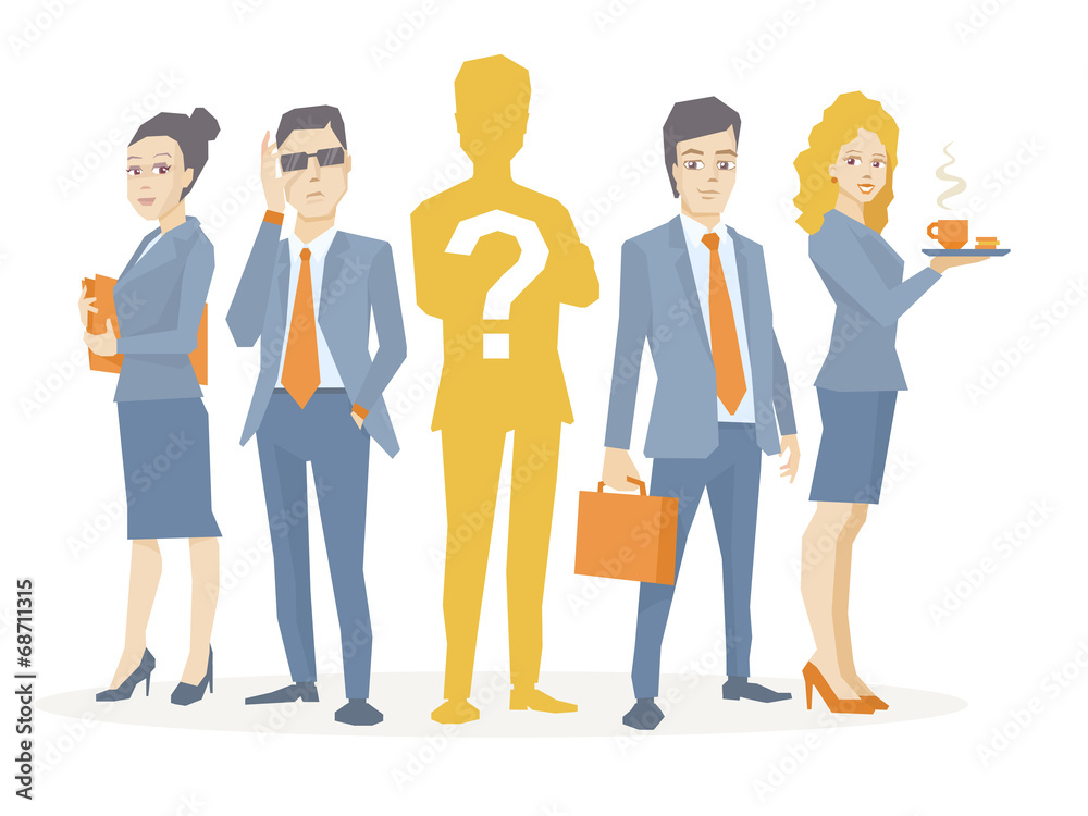 Vector illustration of a business team standing together in the Vector illustration of a business team standing together in the