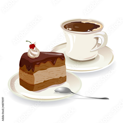 cup of coffee and a piece of cake