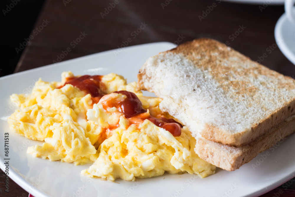 scrambled Eggs on white plate