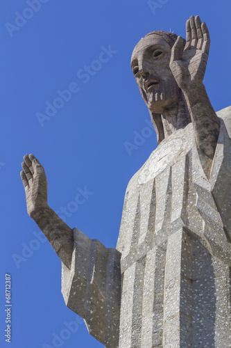 Huge stone sculpture of Christ of Otero in Palencia, Spain