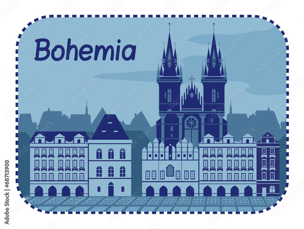 Illustration with catedral in Czech Republic