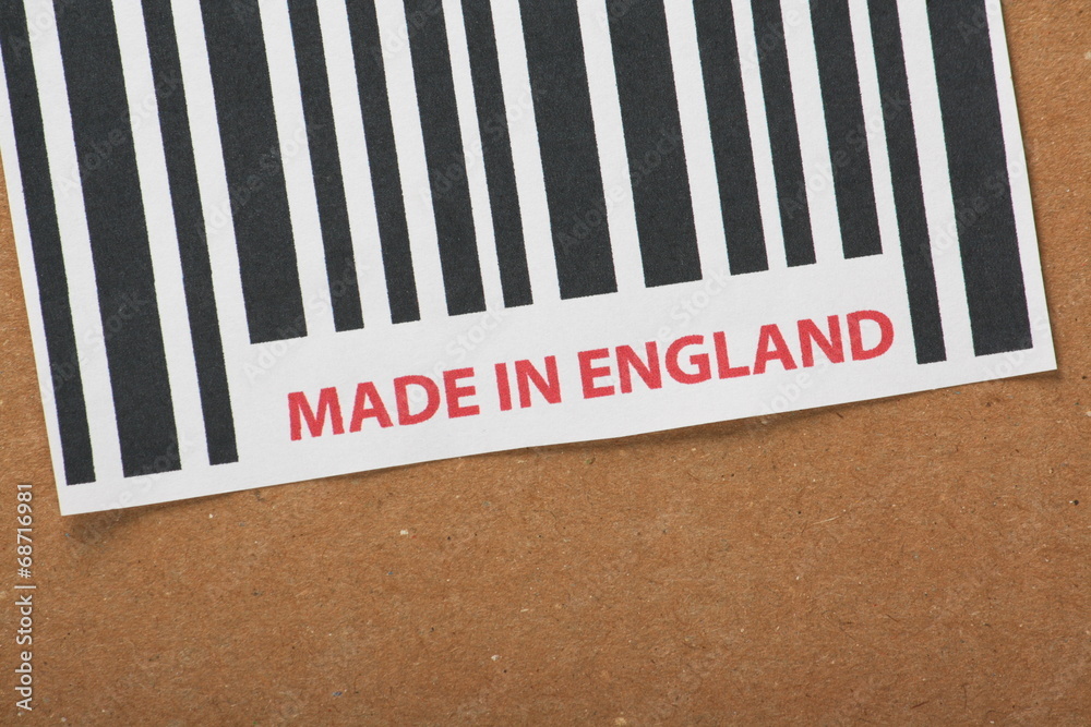 Barcode label with the words Made in England Barcode label with the words Made in England