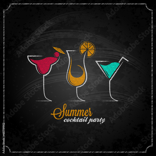 cocktail summer party chalk design menu background