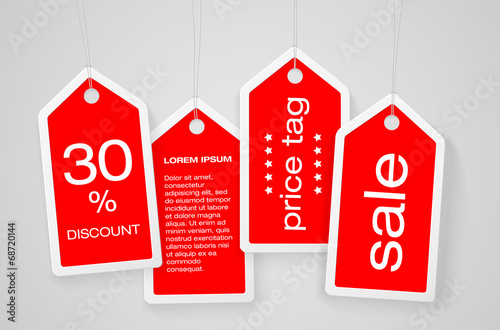 Set of four price tags with sample text
