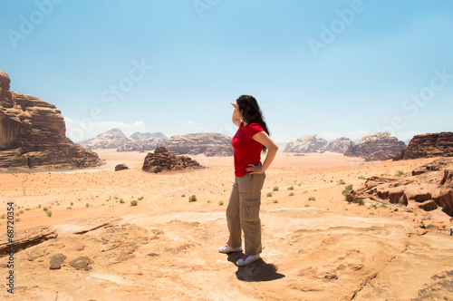 Woman looking at mountains