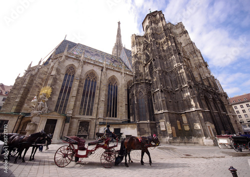 St Stephan Cathedral, Vienna, Austria and horse carriage