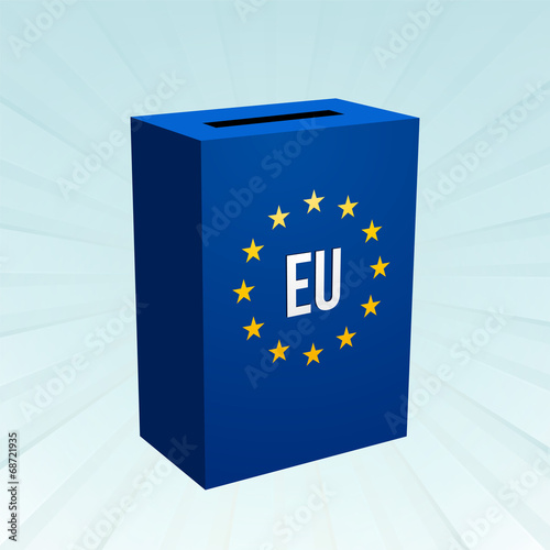 blue box with the motif of EU