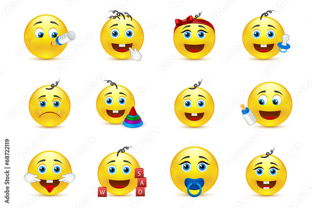 lovely baby smileys set with nursery elements lovely baby smileys set with nursery elements