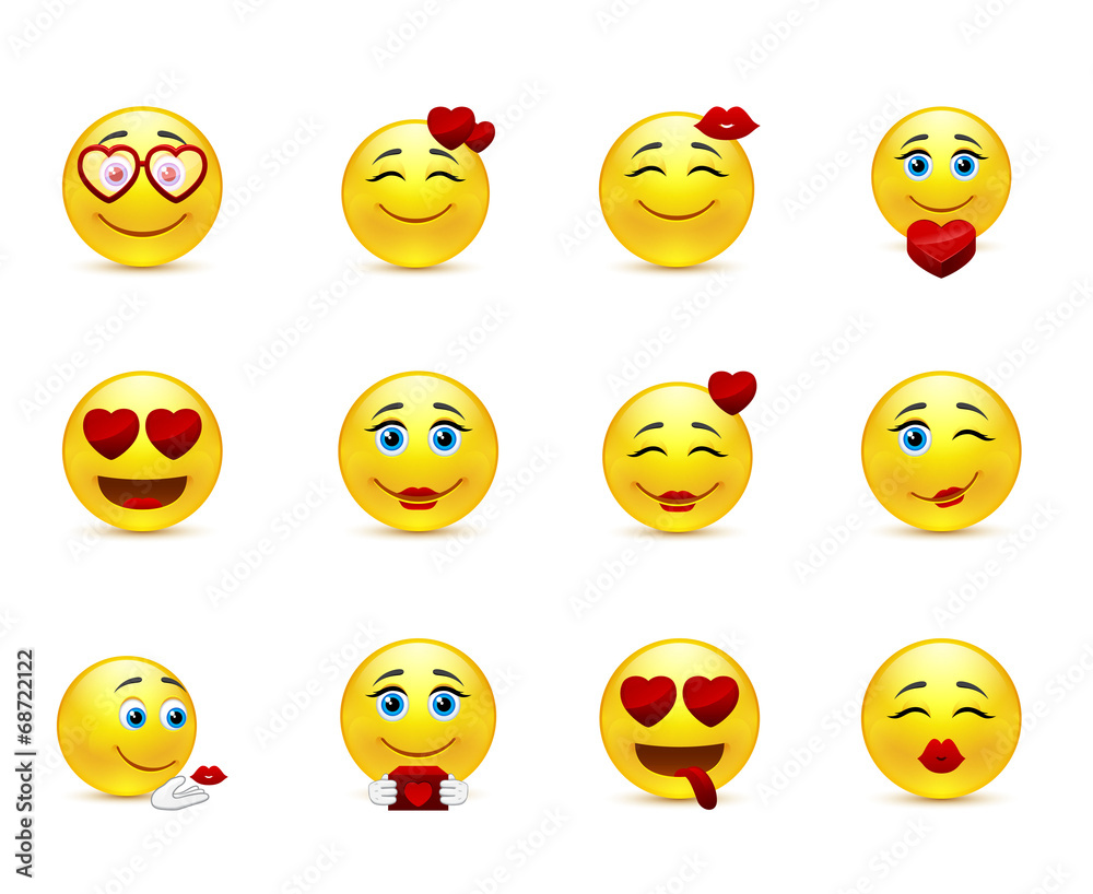 Fototapeta premium Love collection of vector beauty smilies