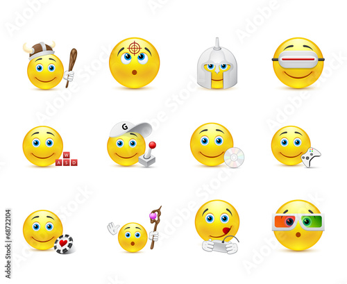 vector set of smiles in the games category