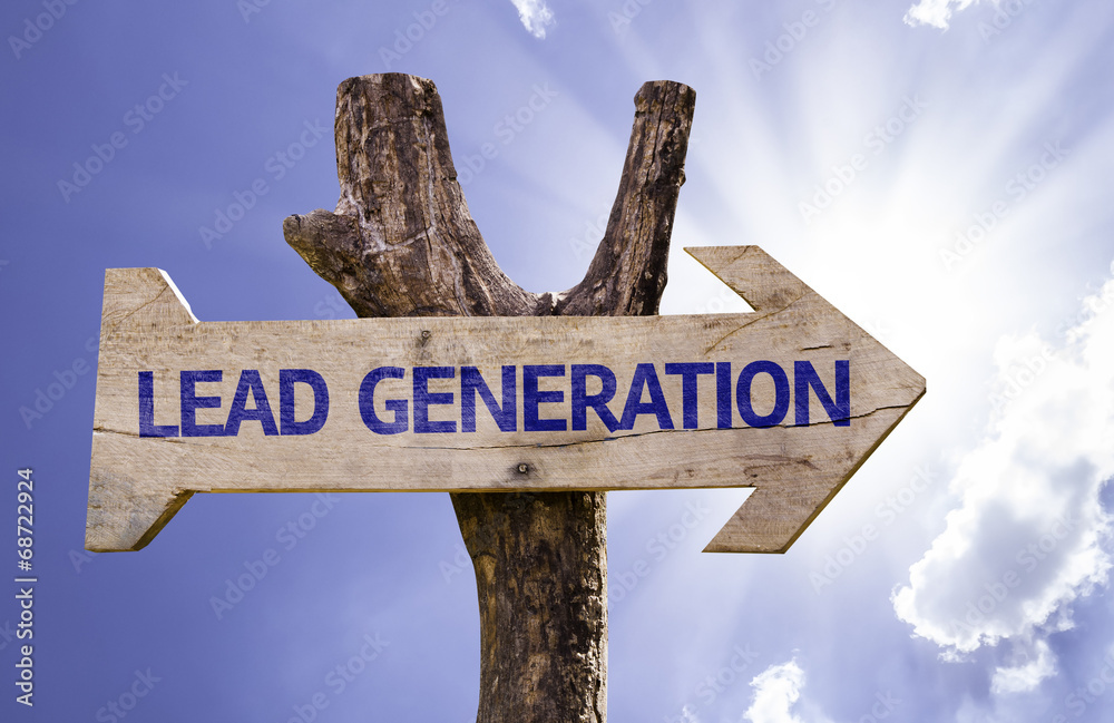 Lead Generation wooden sign on a beautiful day