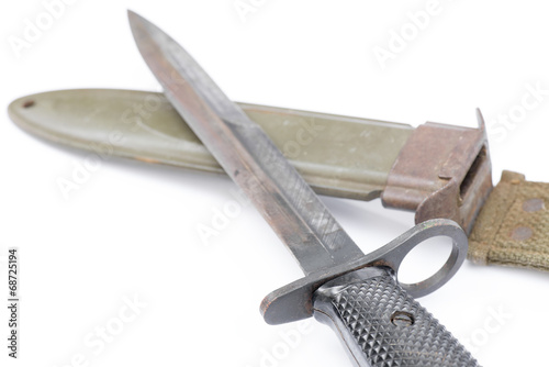 Bayonet with scabbard isolated. Fototapet