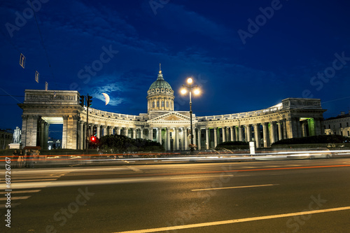 The Kazan Cathedral in St. Petersburg at night illumination © toshket