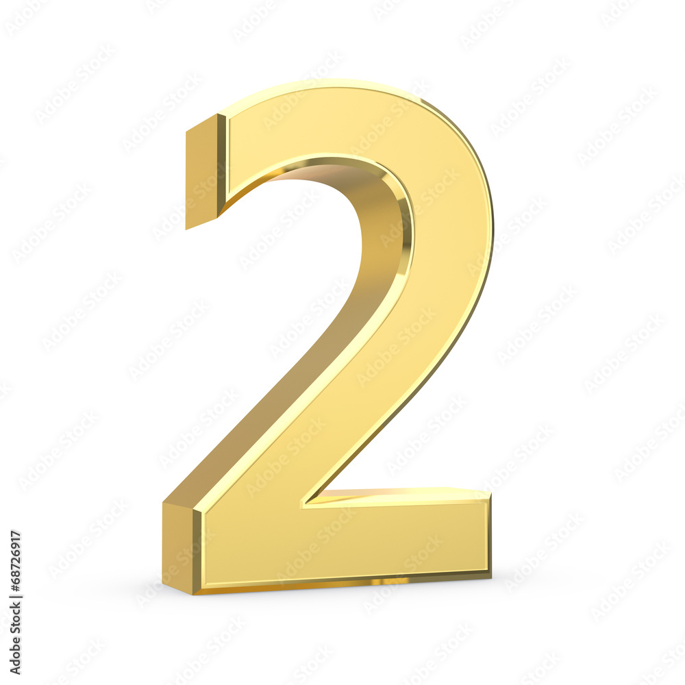 Shiny big golden 3D number on white - isolated Shiny big golden 3D number on white - isolated