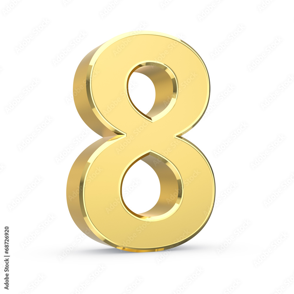 Shiny big golden 3D number on white - isolated Shiny big golden 3D number on white - isolated