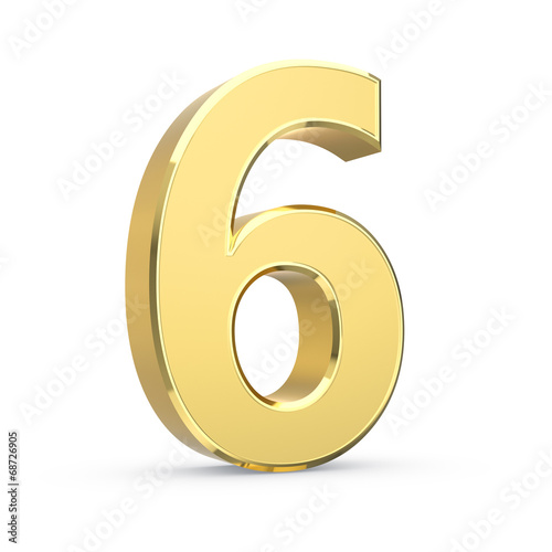Shiny big golden 3D number on white - isolated