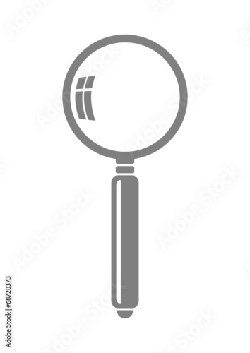 Grey magnifier icon on white background