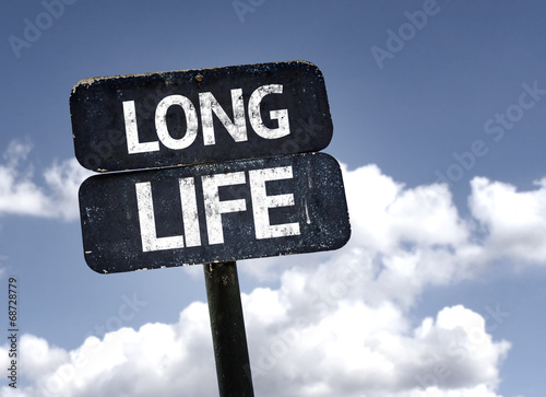 Long Life sign with clouds and sky background photo