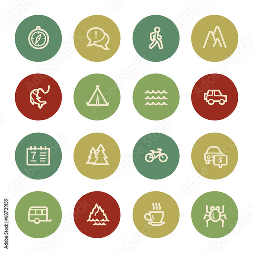 Travel web icon set 3, vintage color