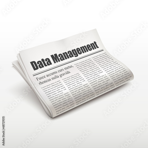 data management words on newspaper