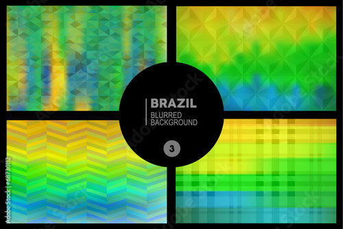 Brazil geometric blurred backgrounds set