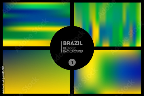 Brazil colors blurred backgrounds set