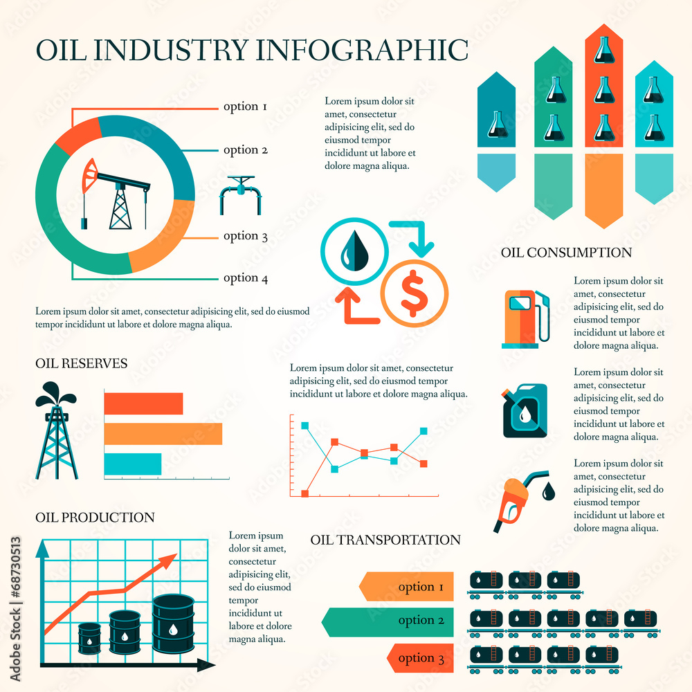 Oil production infographics