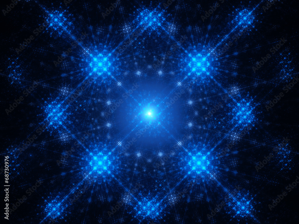 Fototapeta premium Abstract blue glowing snowflake