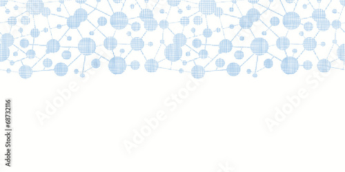 Blue molecules testile texture horizontal seamless pattern