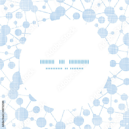 Blue molecules testile texture circle frame pattern background