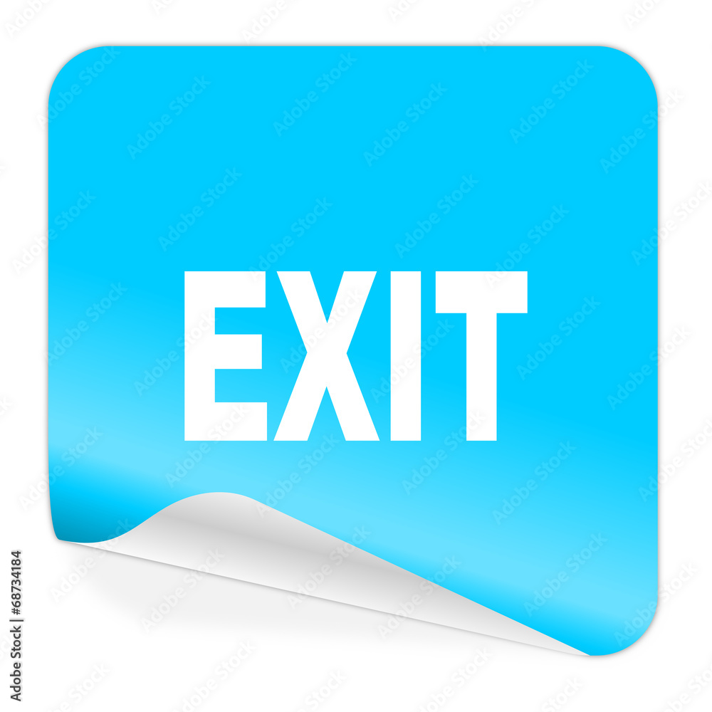 exit blue sticker icon