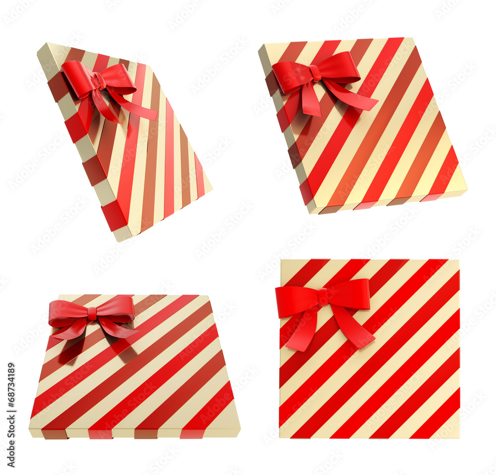Fototapeta premium Wrapped gift box with a bow and ribbon