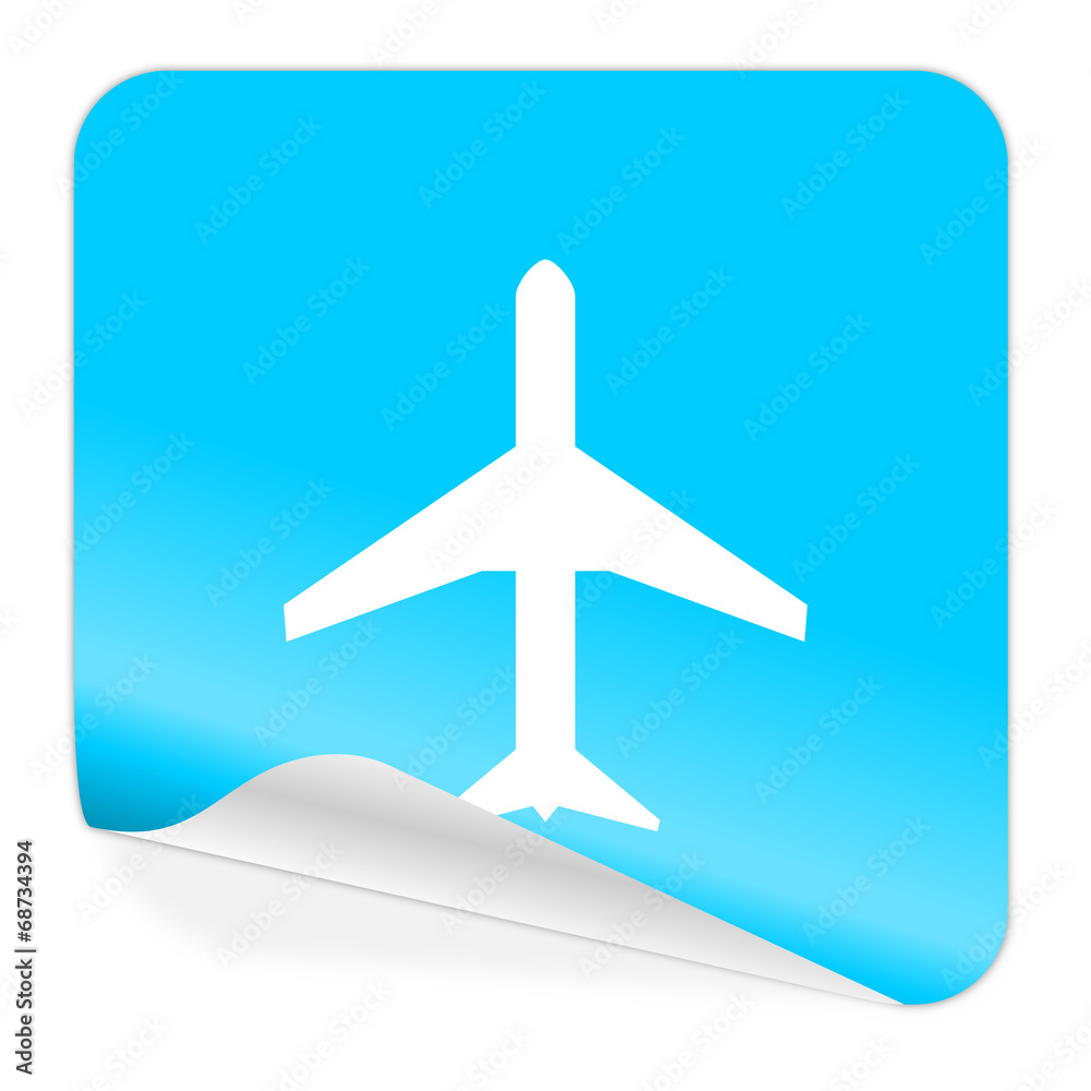 plane blue sticker icon