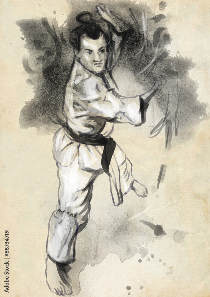 Karate - Hand drawn (calligraphic) illustration Karate - Hand drawn (calligraphic) illustration