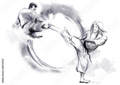 Karate - Hand drawn (calligraphic) illustration