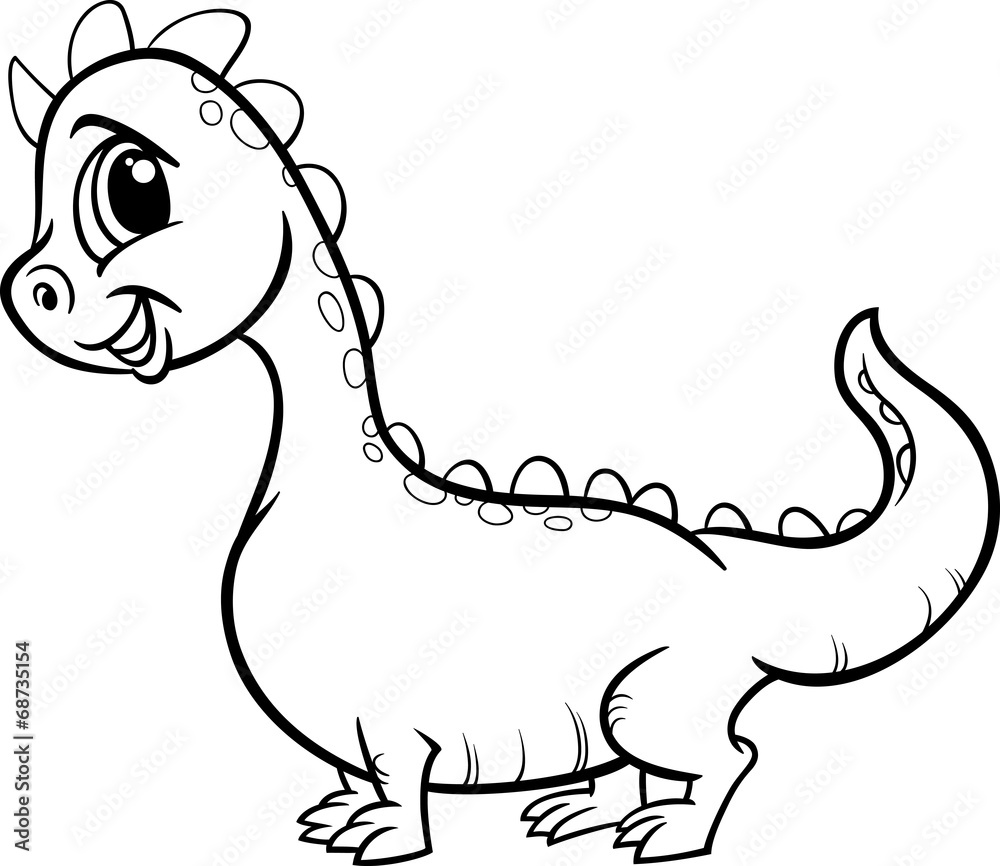 cartoon dragon character coloring page - obrazy, fototapety, plakaty 