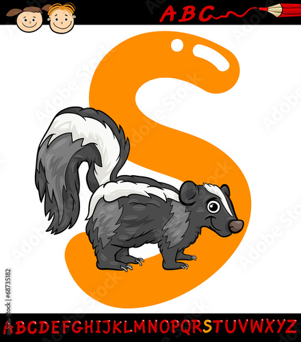letter s for skunk cartoon illustration