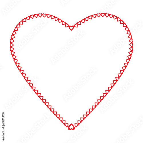 Frame heart the little hearts of red color on a white background