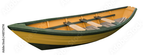 New England dory rowboat on white, isolated