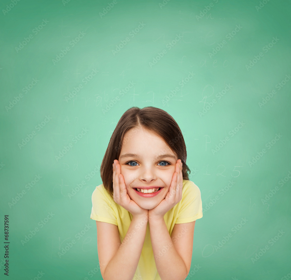 smiling little girl over white background smiling little girl over white background