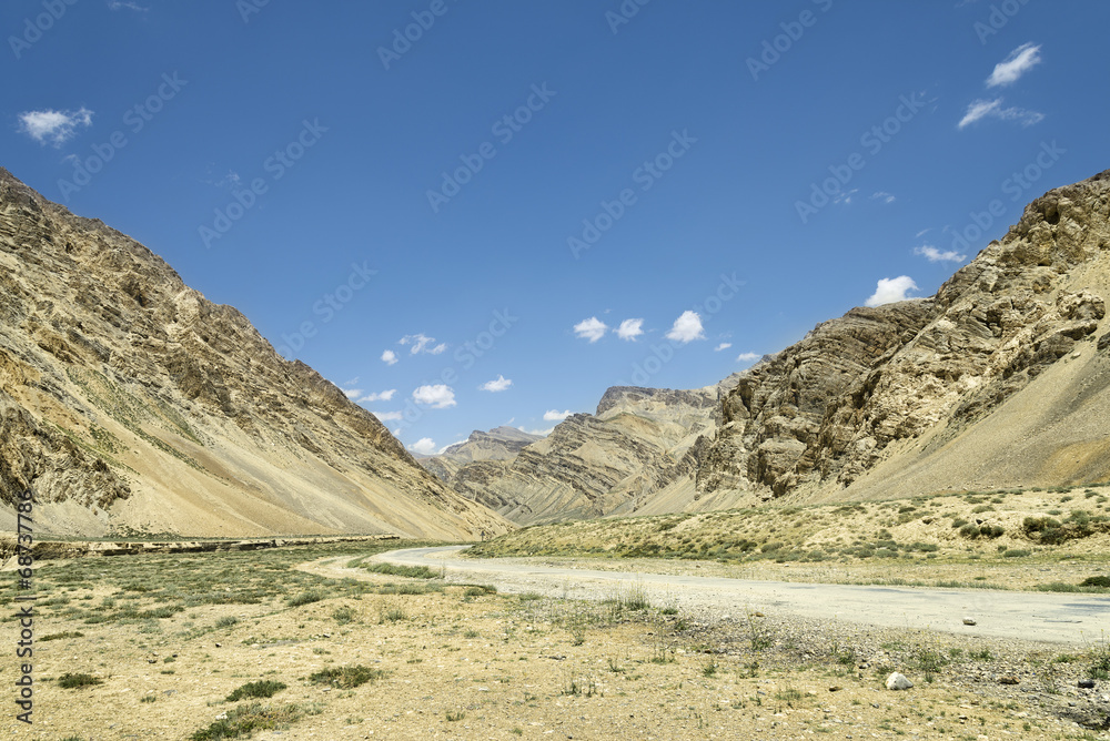 Ancient Himalaya mountains and road