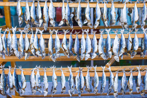 Fish market with dried salted in Istanbul, Turkey